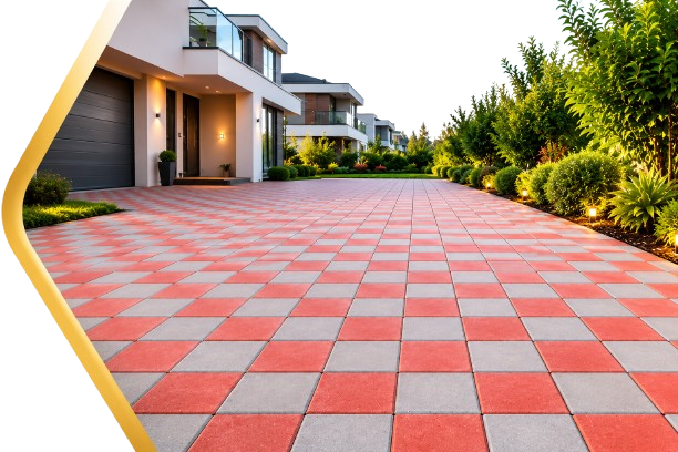 Modern luxury home with premium paved driveway