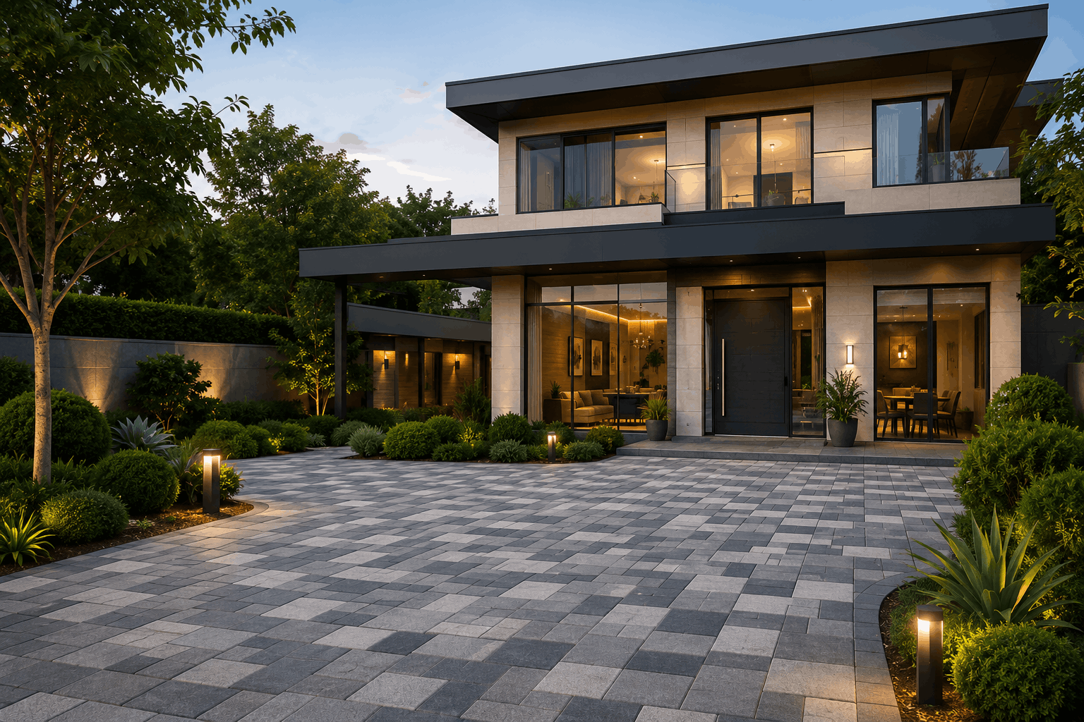 Modern home driveway